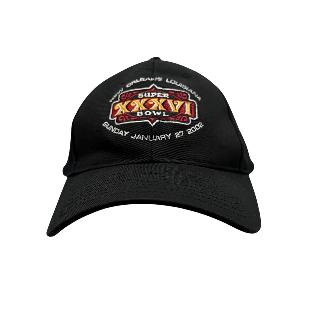 Vintage Super Bowl XXXVI Hat Cap Snap Back One Size Black NFL Football 2002